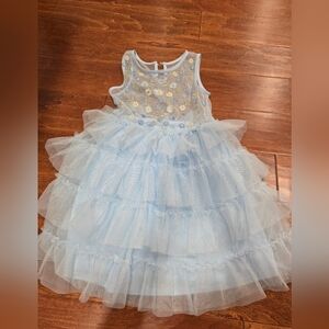 Cat & Jack Girls Blue Tulle Dress with Floral Details Size 7/8 NWOT